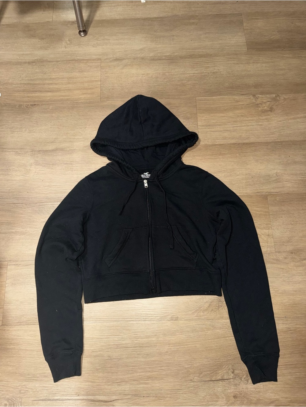 Hollister Black Cropped Zip Hoodie Jacket - Women